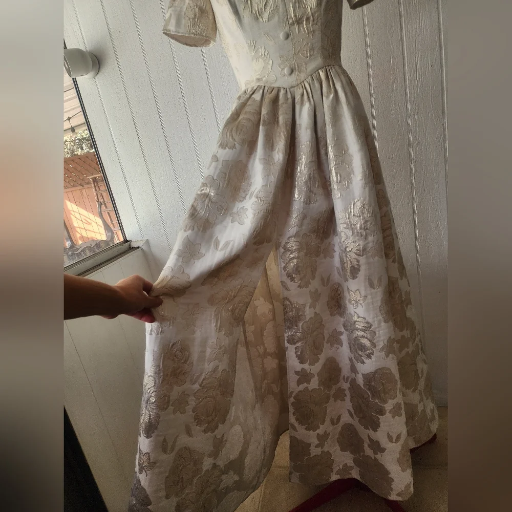 Bellevue The Label, "The Belle Gown" Metallic Gold Roses Formal Dress Bridgerton - Picture 3 of 5